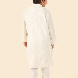 Fabindia Boys Geometric Embroidered Thread Work Mandarin Collar Cotton Straight Kurta image 5