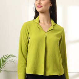 FITHUB Women Lapel Collar Long Sleeves Shirt Style Top-image-54