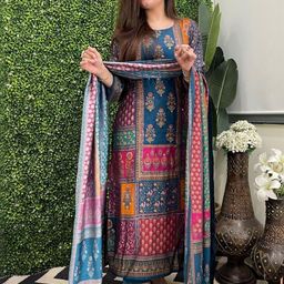 KALINI Women Multi Rayon Blend Printed Straight Kurta Set With Dupatta-picture-31