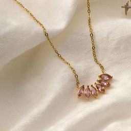 Estailo fashion Gold-Plated Artificial Stone Studded Necklace-image-71