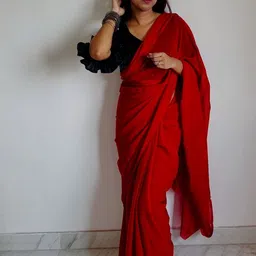 Moda Rapido Women Red Solid Plain Georgette Saree With Blouse Piece-picture-45