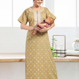 LIFE-TALE Women Beige Satin Nightdress-image-93