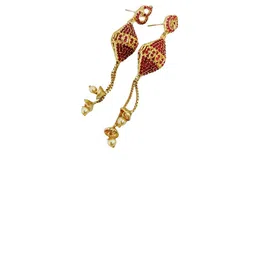 Opal Touch Gold-Plated Opulent Ruby Studded Teardrop Shaped Drop Earrings image 3