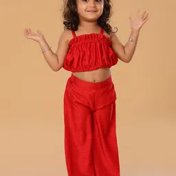 The Mini Trunk Girls Shoulder Straps Top With Palazzo-picture-47