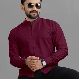 ETHNIC TRENDZ Maroon Polycotton Spread Collar Solid Shirts-image-24