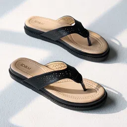 ID Women Textured T-Strap Thong Sandals-picture-18