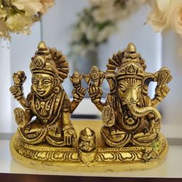 Aakrati Gold-Toned Laxmi Ganesh Religious Idol Showpiece-image-4