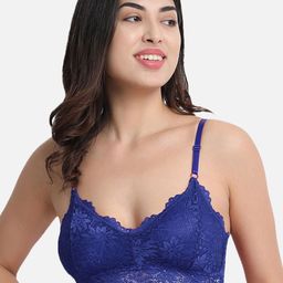 Flenzy Blue Lace Bralette Bra - Lightly Padded-image-92