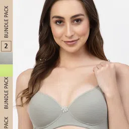 Floret Pack of 2 Heavily Padded Non-Wired Seamless All Day Comfort Push-Up Bra-34
