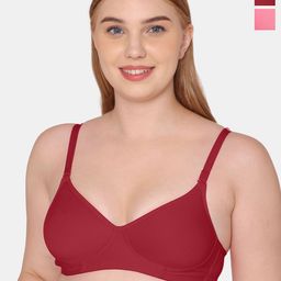 KOMLI Pack of 2 Cotton T-Shirt Bra Full Coverage Lightly Padded All Day Comfort-28