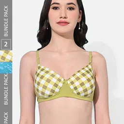 FIMS Pack Of 2 Printed Full Coverage Lightly Padded Bra All Day Comfort-46