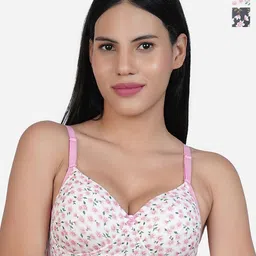 SHYAM SONS FLAIR Women Pack of 2 Floral Printed Full Coverage Lightly Padded T-shirt Bra-44