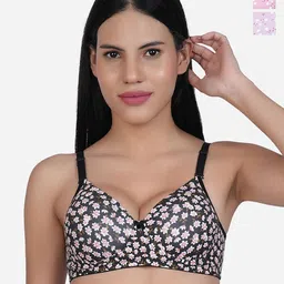 SHYAM SONS FLAIR Pack Of 3 Floral Printed Full Coverage Lightly Padded T-shirt Bra-picture-11