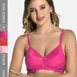 StyFun Pack of 3 Non-Wired Lightly Padded Seamless Lace T-shirt Bra With All Day Comfort-picture-50