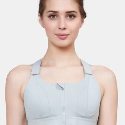 PLUMBURY Solid Full Coverage Rapid-Dry Lightly Padded Workout Bra With 360 Degree Support-picture-10