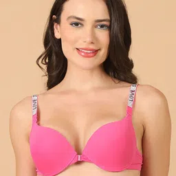 PrettyCat Half Coverage Lightly Padded Front Open Underwire Pushup Bra image 1