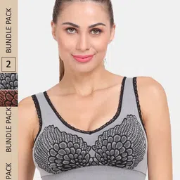 Amour Secret Pack of 2 Lightly Padded Anti-Odour Sports Bra S998_Gry_Rst-image-35