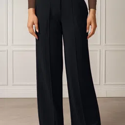 Moda Rapido Women Relaxed Straight Leg Regular Fit Pleated Formal Trouser-image-41