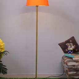 Homesake Gold-Toned & Orange Shade Metal Floor Lamp with Shade-18