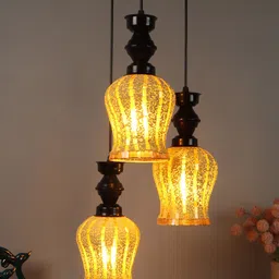 foziq Black & Gold-Toned Textured Ceiling Lamps-22