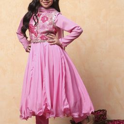 Biba Girls Embroidered Regular Kurta with Palazzos & With Dupatta-picture-12