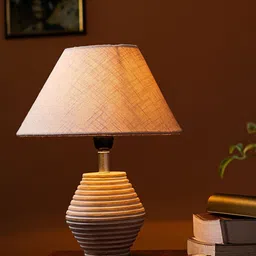 Pinecraft INTERNATIONAL White & Off White Table Lamp with Shade-13