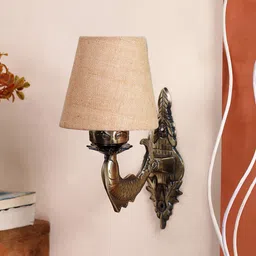 Devansh Beige Antique Wall Lamp With Jute Conical Shade-31