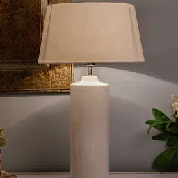 Homesake White Solid Handcrafted Table Lamp with Shade-21