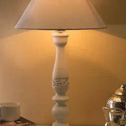 Homesake White Solid Handcrafted Bedside Standard Table Lamp-18