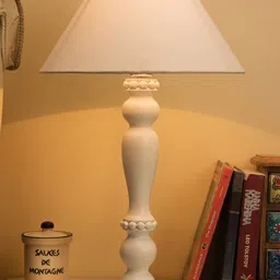 Homesake White Solid Handcrafted Bedside Standard Table Lamp-26