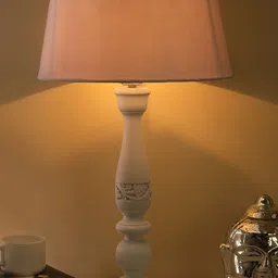 Homesake White Solid Bedside Standard Table Lamp with Shade-40