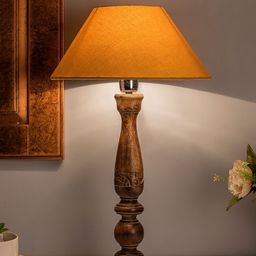 Homesake Brown Solid Bedside Standard Table Lamp with Shade-17