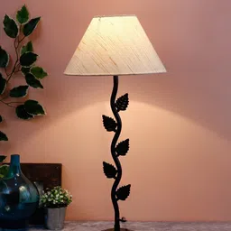 Devansh Beige Solid Leaf  Design Traditional Table Lamp with Shade-31