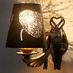 Devansh Black Textured Antique Wall Lamp With Etching Lamp Shade-image-34
