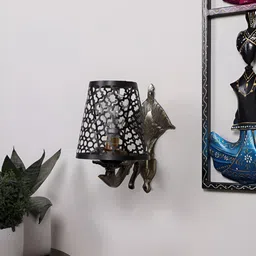 Aura Black & Copper-Toned Metal Frustum Shaped Wall Lamp-picture-39