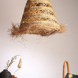 HABERE INDIA Beige Seagrass Ceiling Lampshade-image-24
