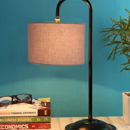 Devansh Grey & Black Solid Table Lamps With Shade-5