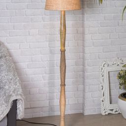 Homesake Brown Wooden Candlestick Floor Lamp With Jute Drum Shade-23