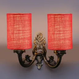 Devansh Pink Textured Antique Wall Lamp With Jute Shade-14