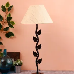 Devansh Beige Solid Leaf  Design Traditional Table Lamp with Shade image 5