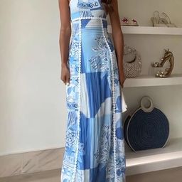 Alamode By Akanksha Blue Solara Statement Summer Maxi Dress-image-40
