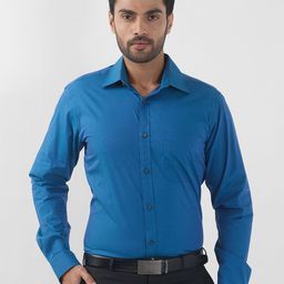 Raymond Men Spread Collar Solid Cotton Slim Fit Formal Shirt-image-80
