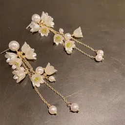 Celestria Artificial Beaded Floral Shaped Drop Earrings-41