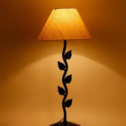 Devansh Beige Solid Leaf  Design Traditional Table Lamp with Shade image 4