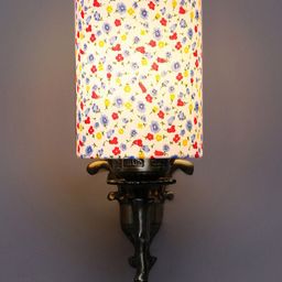 Devansh White & Red Printed Antique Wall Lamp With Cotton Conical Shade image 4