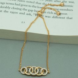 ARTKLIM Stainless Steel Gold-Plated Artificial Stones Studded Wraparound Bracelet-image-54