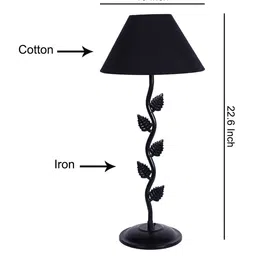 Devansh Black Solid Traditional Bedside Standard Table Lamp with Shade image 5