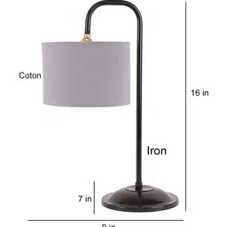 Devansh Grey & Black Solid Table Lamps With Shade image 4