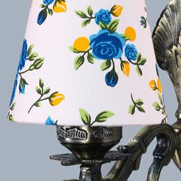 Devansh White & Blue Printed Wall Lamp With Cotton Conical Shade image 3