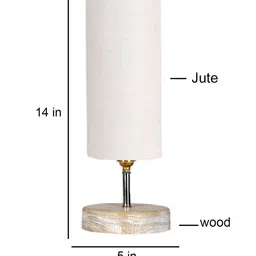 Devansh White Textured Jute Table Lamp With Wood Base image 2